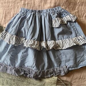 Crewcuts Navy and White Ruffle A-Line Skirt